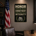 Honor Courage Commitment Sacrifice Integrity Dog Tags metal sign with vintage patriotic / military style — Honor Courage