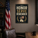 Honor Serve Remember Military metal sign with vintage patriotic / military style — Honor Serve Remember Military