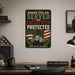 Honoring Those Who Served and Sacrificed Protected metal sign with vintage patriotic / military style — Honoring Those Who