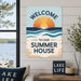 Welcome to Our Summer House metal sign with vintage welcome scene — Welcome to Our Summer House