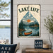Lake Life Vintage Mountain Poster metal sign with vintage welcome scene — Lake Life Vintage Mountain Poster