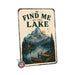 Find Me at the Lake Vintage Poster metal sign with vintage welcome scene — Find Me at the Lake Vintage Poster