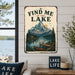 Find Me at the Lake Vintage Poster metal sign with vintage welcome scene — Find Me at the Lake Vintage Poster