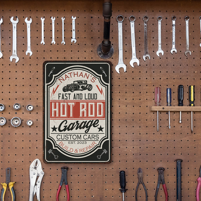 Garage Sign Custom Name Man Cave Gift for Men Workshop Mechanic Metal Sign 108120129007