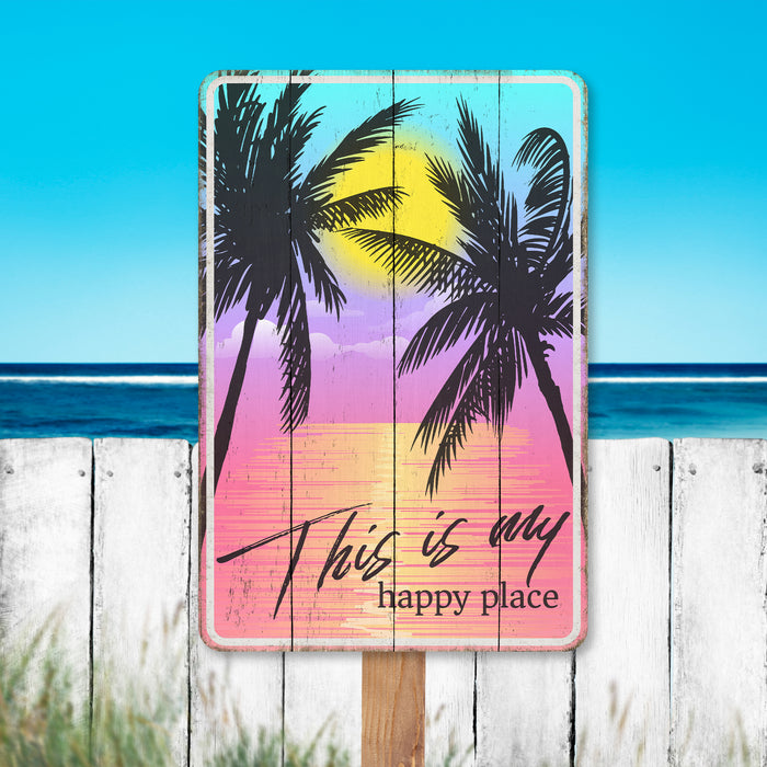 Beach Sign Tropical Sunset Palm Tree Beach House Decor Ocean Sign Surf