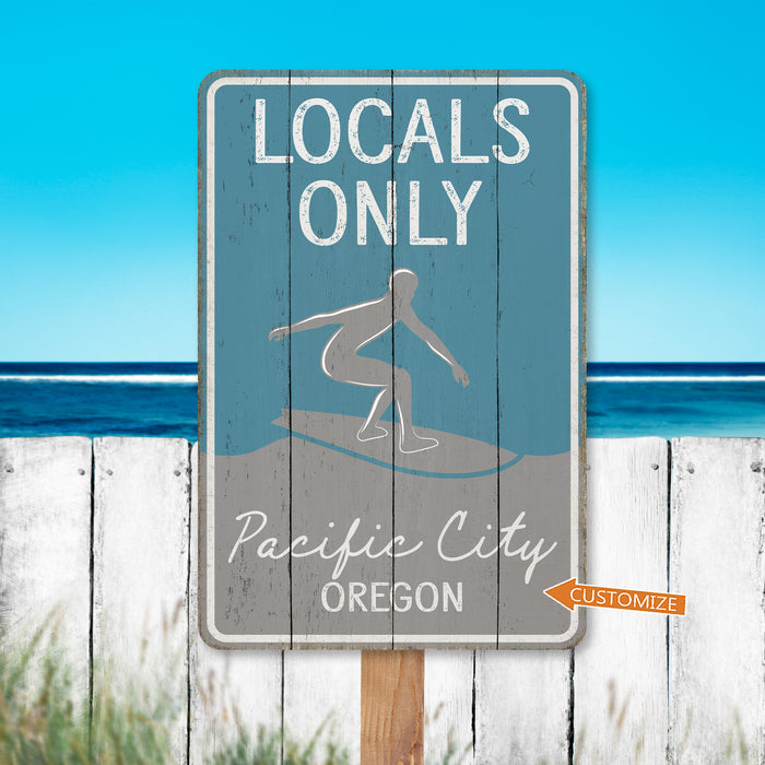 Beach Sign Locals Only Palm Tree Beach House Decor Ocean Surf Surfer Gift