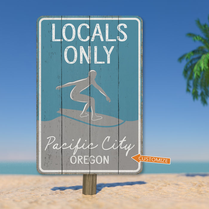 Beach Sign Locals Only Palm Tree Beach House Decor Ocean Surf Surfer Gift 108120130011