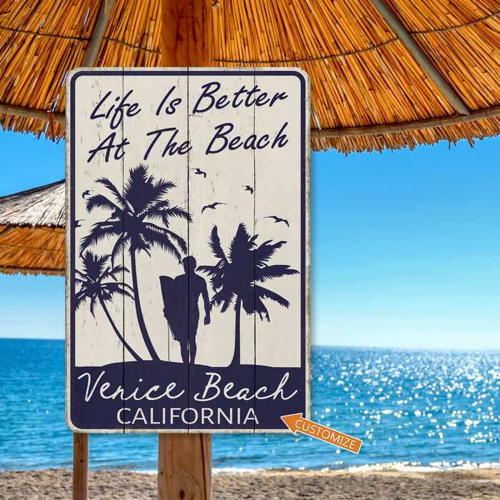 Beach Sign Life Is Better At The Beach Palm Tree Beach House Decor Ocean Surf Gift 108120130012