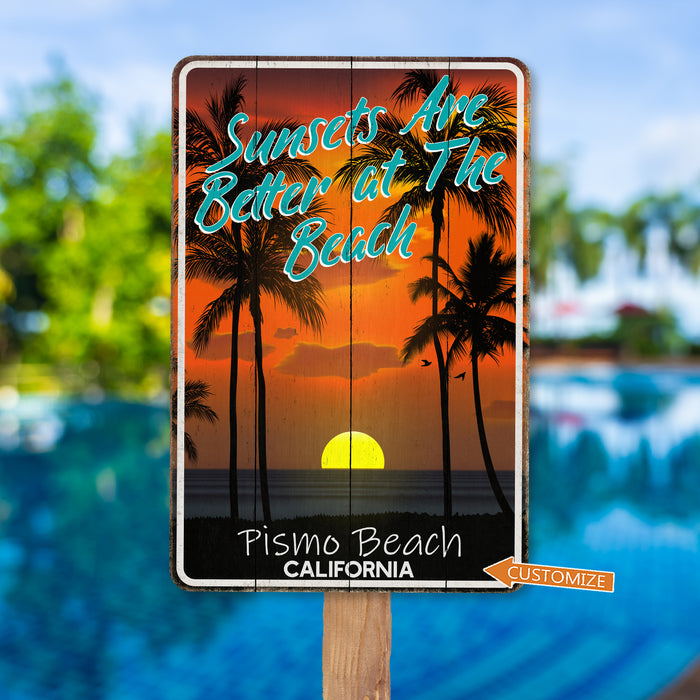 Sunsets Beach Sign Palm Tree Beach House Decor Ocean Surf Gift 108120130014