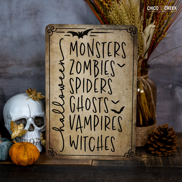 Monsters Zombies Spiders and more - Halloween Sign