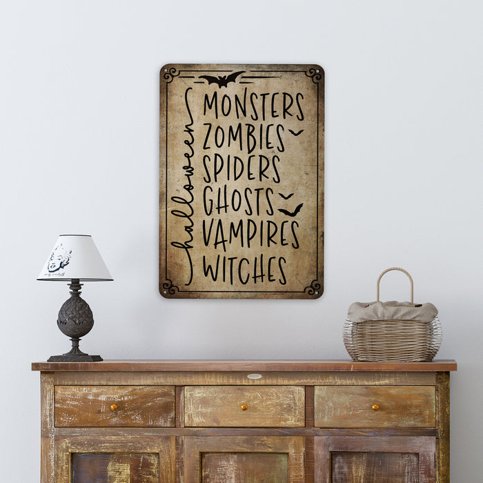 Monsters Zombies Spiders and more - Halloween Sign