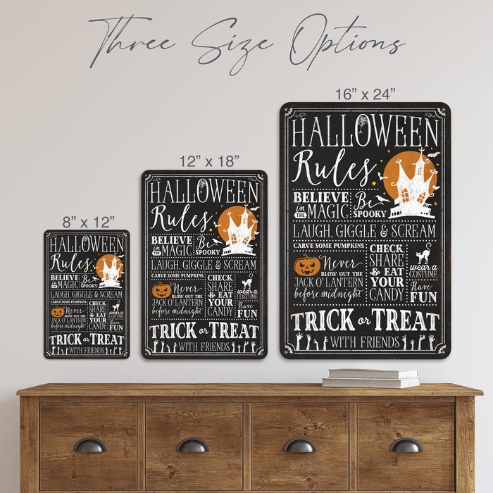 Halloween Rules Trick or Treat - Rustic Halloween Sign