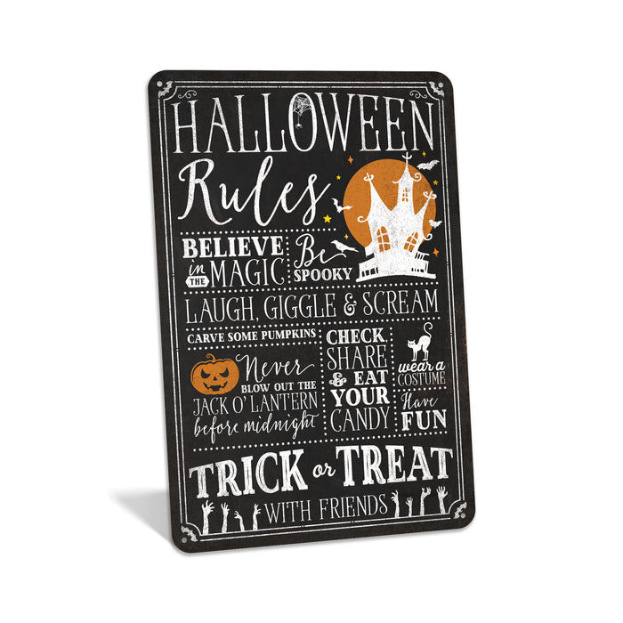 Halloween Rules Trick or Treat - Rustic Halloween Sign