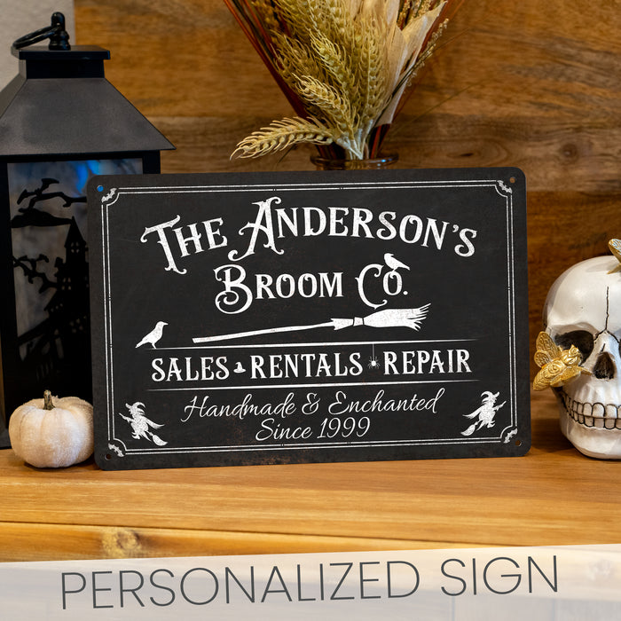 Personalized Broom Co. - Rustic Halloween Sign