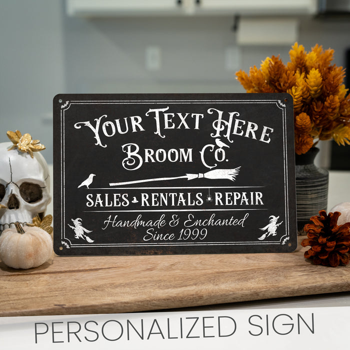 Personalized Broom Co. - Rustic Halloween Sign