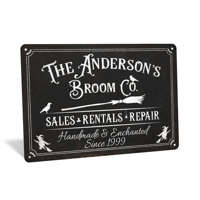 Personalized Broom Co. - Rustic Halloween Sign