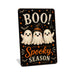Boo Spooky Season Ghost Trio metal sign with kawaii halloween style — Boo Spooky Season Ghost Trio