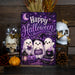 Happy Halloween Three Ghosts Boo metal sign with kawaii halloween style — Happy Halloween Three Ghosts Boo