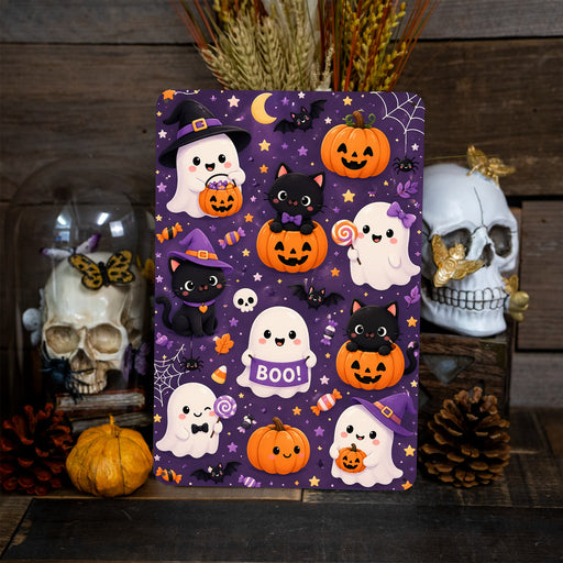 Happy Halloween Animals in Costumes metal sign with kawaii halloween style — Happy Halloween Animals in Costumes