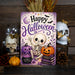Happy Halloween Cute Skeleton Pumpkin metal sign with kawaii halloween style — Happy Halloween Cute Skeleton Pumpkin