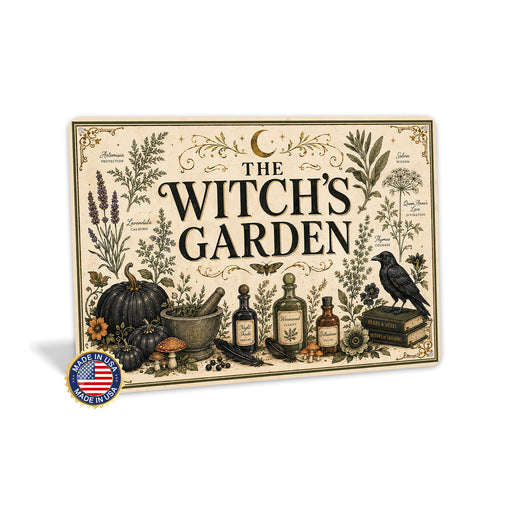 Moonlit Harvest Pumpkin Black Cat metal sign with gothic halloween style — Moonlit Harvest Pumpkin Black Cat