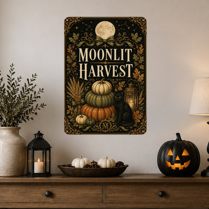 Black Cat Society Elegant metal sign with gothic halloween style — Black Cat Society Elegant