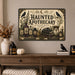 October Evenings Cottage Window metal sign with gothic halloween style — October Evenings Cottage Window