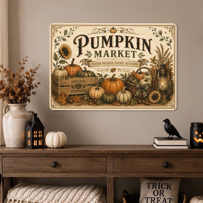 Haunted Apothecary Potions Skulls metal sign with gothic halloween style — Haunted Apothecary Potions Skulls