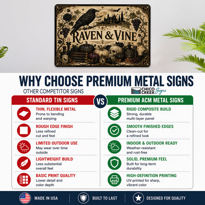 Raven and Vine Gothic Halloween metal sign with gothic halloween style — Raven and Vine Gothic Halloween