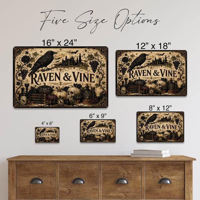 Raven and Vine Gothic Halloween metal sign with gothic halloween style — Raven and Vine Gothic Halloween