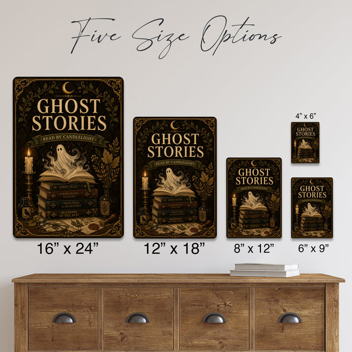 Ghost Stories Read by Candlelight Books metal sign with gothic halloween style — Ghost Stories Read by Candlelight Books