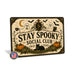 October on the Porch Vintage Cottage metal sign with retro humor halloween style — October on the Porch Vintage Cottage