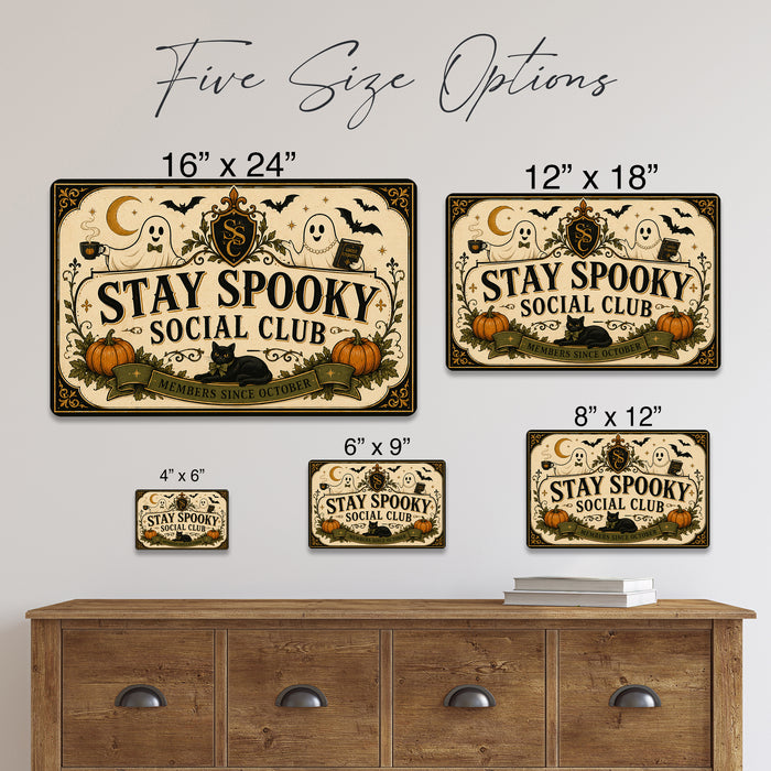 October on the Porch Vintage Cottage metal sign with retro humor halloween style — October on the Porch Vintage Cottage