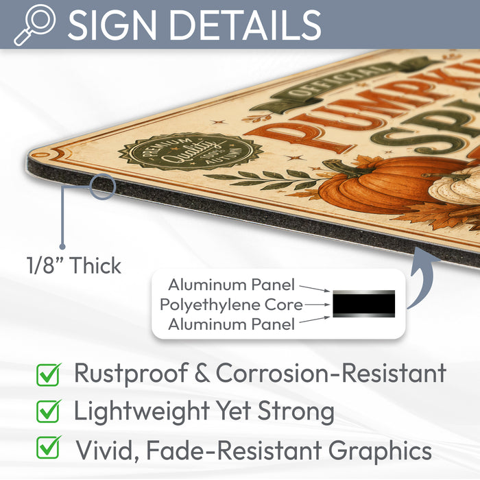 Official Pumpkin Spice Committee Fall Latte metal sign with retro humor halloween style — Official Pumpkin Spice Committee