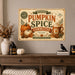 Official Pumpkin Spice Committee Fall Latte metal sign with retro humor halloween style — Official Pumpkin Spice Committee