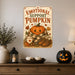 Emotional Support Pumpkin Kawaii Fall metal sign with retro humor halloween style — Emotional Support Pumpkin Kawaii Fall