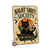 Night Shift Society Black Cat Coffee metal sign with retro humor halloween style — Night Shift Society Black Cat Coffee