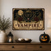 Vampire Country Club Members After Sunset metal sign with retro humor halloween style — Vampire Country Club Members After