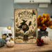 Potion Delivery Service Witch on Broom metal sign with retro humor halloween style — Potion Delivery Service Witch on Broom