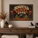 Haunted Vinyl Club Now Spinning Since 1983 metal sign with retro humor halloween style — Haunted Vinyl Club Now Spinning