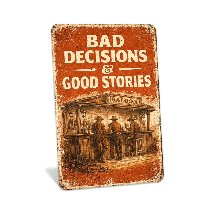 Bad Decisions & Good Stories Metal Sign