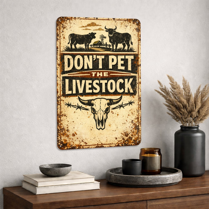 Don't Pet Livestock Rustic Metal Sign