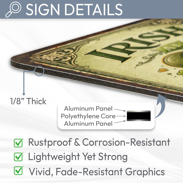 Irish At Heart St. Patrick’s Day Rustic Metal Sign – Irish Wall Décor