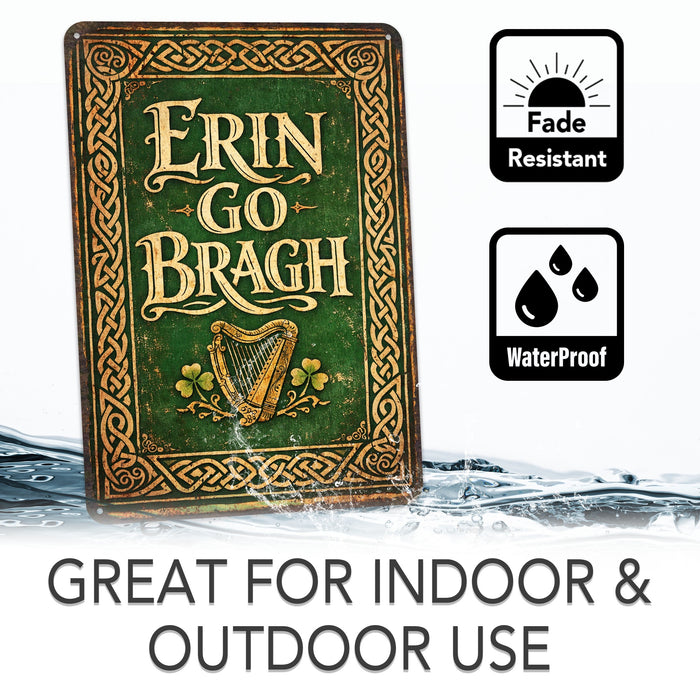 Erin Go Bragh St. Patrick’s Day Rustic Metal Sign – Irish Wall Décor