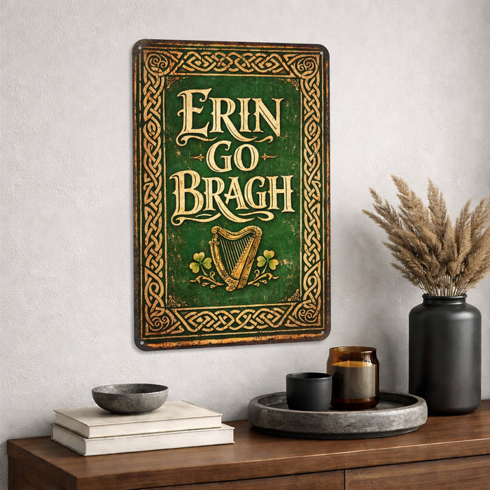 Erin Go Bragh St. Patrick’s Day Rustic Metal Sign – Irish Wall Décor