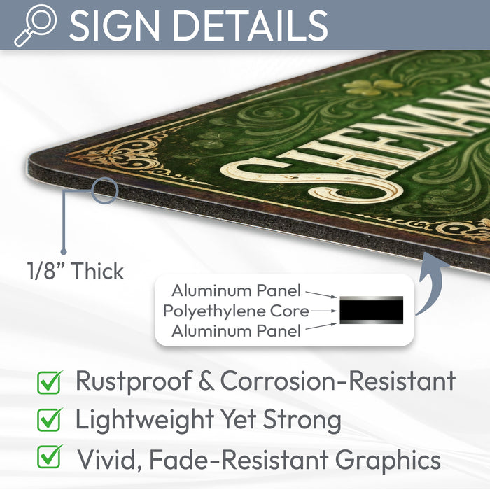 Shenanigans St. Patrick’s Day Rustic Metal Sign – Irish Pub Décor