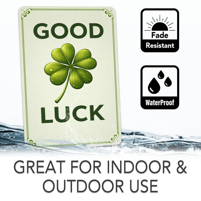 Good Luck Shamrock St. Patrick’s Day Rustic Metal Sign – Irish Wall Décor