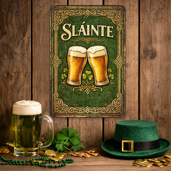 Sláinte Rustic Metal Sign – Irish Pub & Bar Wall Décor