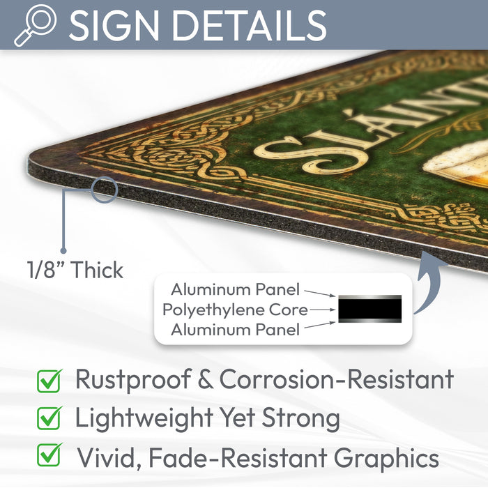 Sláinte Rustic Metal Sign – Irish Pub & Bar Wall Décor