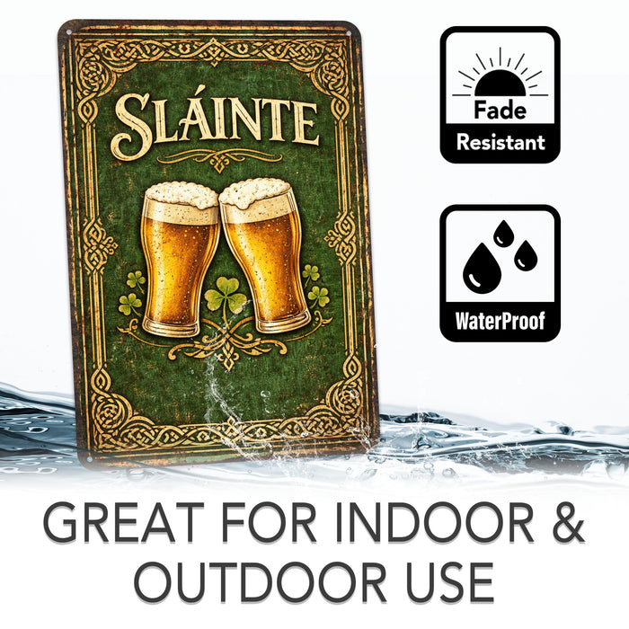 Sláinte Rustic Metal Sign – Irish Pub & Bar Wall Décor